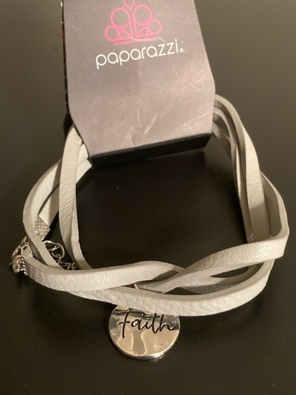 paparazzi Silver 'Faith' Round Pendant Wrap Bracelet - Gray